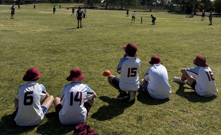 Cricket team looking at field